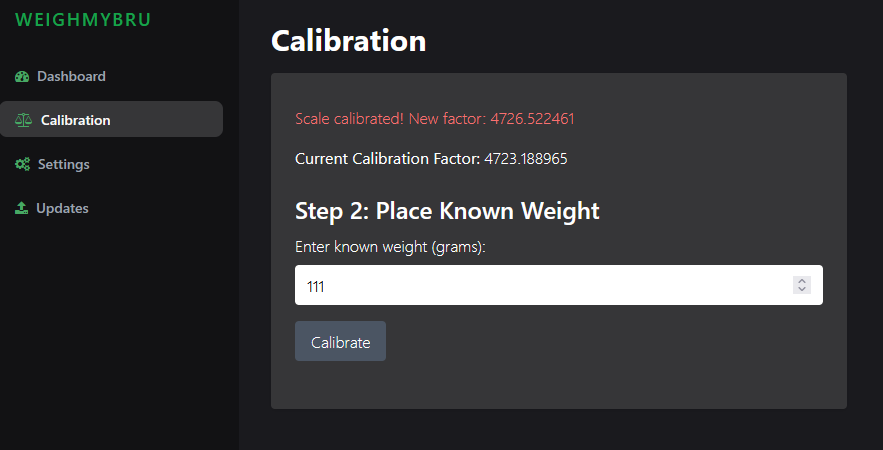 WebUI Calibration Complete
